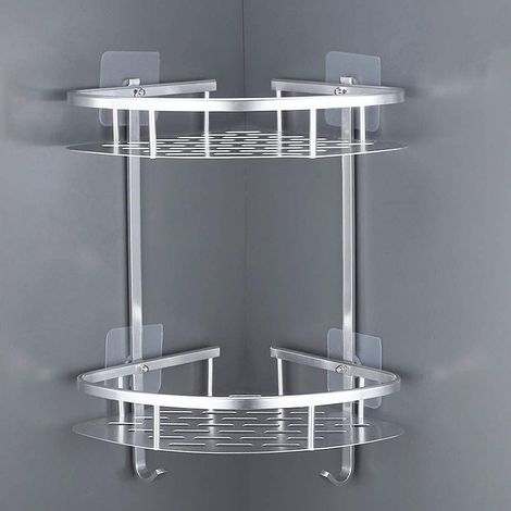 Eckregal Für Dusche Und Bad – Rostfreier Aluminium-aufbewahrungsorganizer Mit 2 Ablagen Für Shampoo Und Seife (kein Bohren Erforderlich)