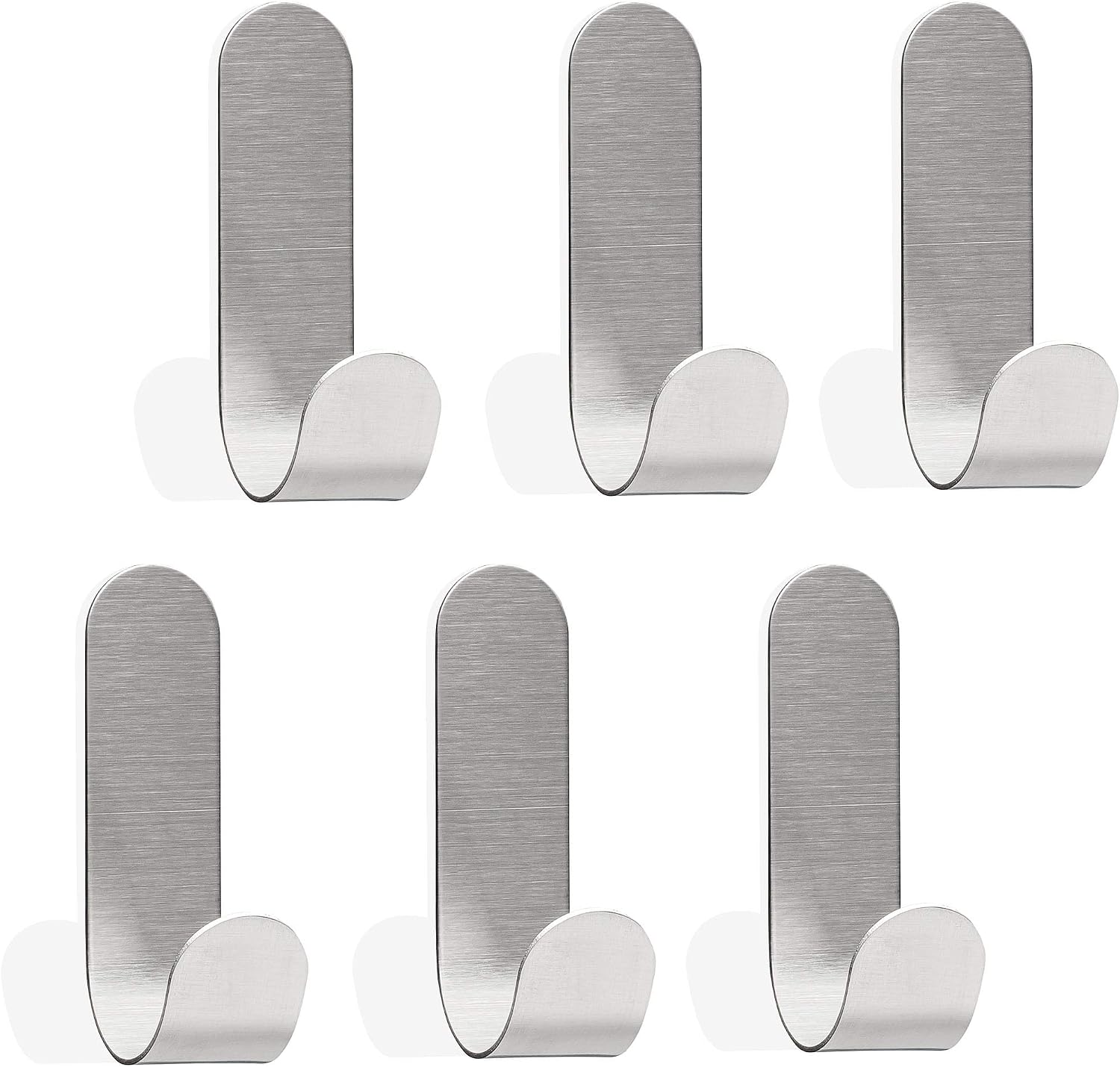 Selbstklebende Haken Für Bad Oder Küche, Wandhaken, Kein Bohren Erforderlich, 6 Stück, 70 X 17 Mm, Gebürstetes Silber