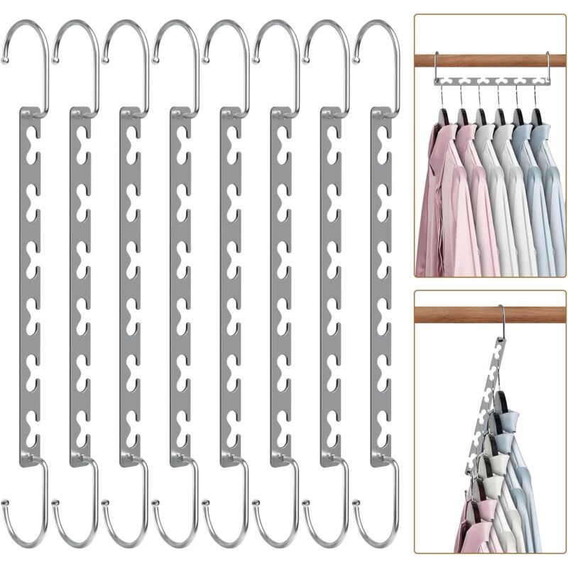 Set Mit 8 Platzsparenden Zauberkleiderbügeln, Metallkleiderbügel Für Schränke, Kleiderschrank-organizer, Platzsparende Kleiderbügel
