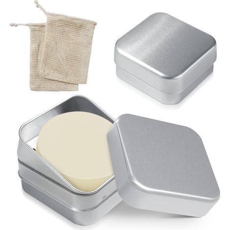 2-teiliges Seifenschalen-set, Aluminium, Mit Abtropfgitter, Auslaufsicherem Deckel, Für Reisen