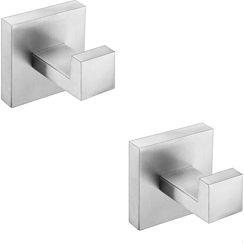 Handtuchhaken Fürs Badezimmer, Quadratischer Edelstahlhaken, Silberfarben, 2er-set