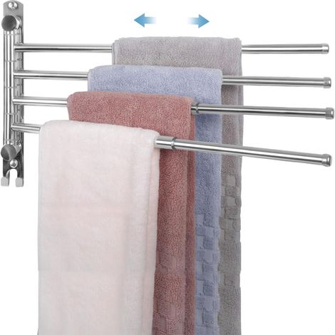 Wandhandtuchhalter, Edelstahl, 4 Drehbare Stangen (180°), Ausziehbar Bis 50 Cm, Badezimmer