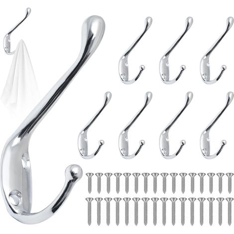 Wandhaken, Doppelt, Metall, Zinklegierung, Silber, Für Bad Und Küche