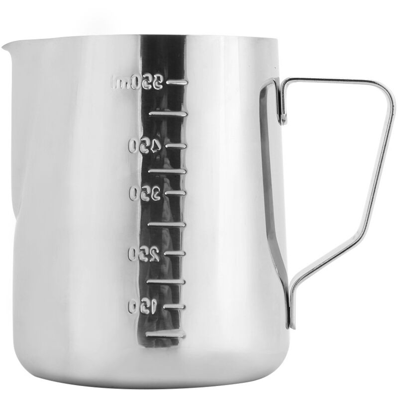 Fdit 550ml Edelstahl-kaffeekanne, Dickerer Griff, Geriffelte Innenwand, Spitz Zulaufender Ausguss, Für Cafés Und Restaurants (550ml)