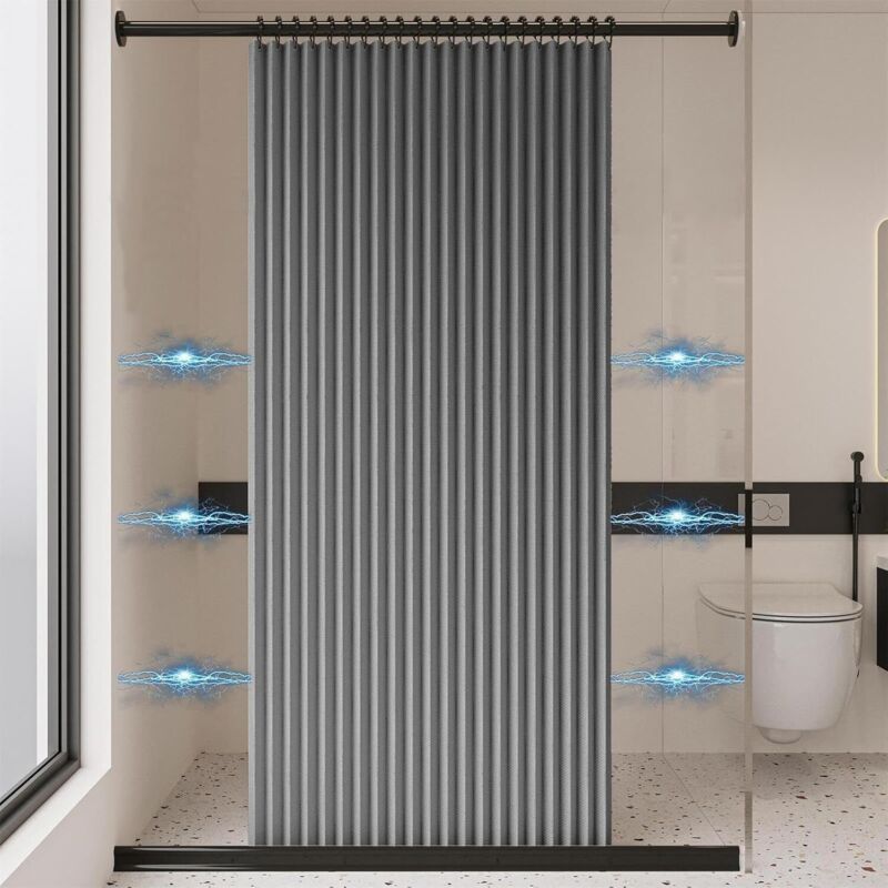 Magnetischer Faltduschvorhang 100 X 200 Cm – Wasserdicht Und Schimmelresistent – Dickes Leinen – Nass-/trockentrennung