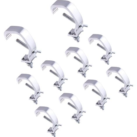 Set Mit 10 Bühnenbeleuchtungsklemmen 30–52 Mm – Stahlhaken – Robuste C-klemme – Für Dj-beleuchtung Und Bühnenlichter – Silber