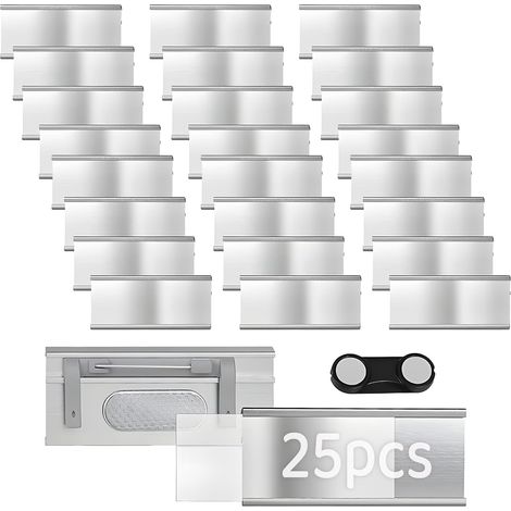 Saijer 25er-pack Magnetische Namensschilder Für Kleidung, Silberfarben, Mit Doppeltem Magneten Und Papierschlitz, Ca. 72 X 31 Mm