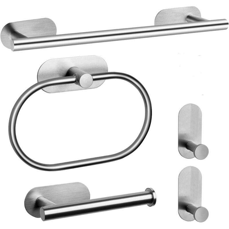 Wandhandtuchhalter Aus Edelstahl, 5-teilig, Für Bad, Schlafzimmer Und Küche – Silber