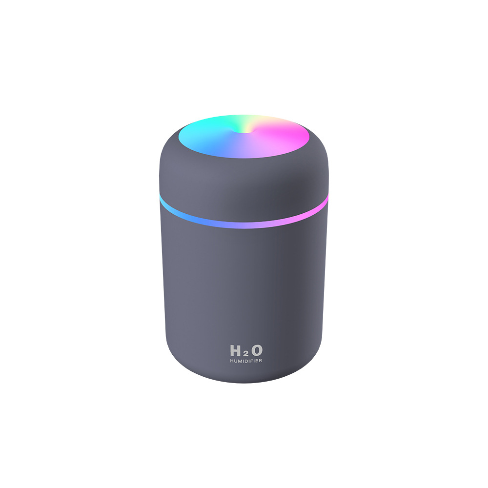 Luftbefeuchter Mit 2 Einstellbaren Nebelstufen, Automatischer Abschaltung Und Farbigem Nachtlicht, Tragbar Per Usb, (grau) 300 Ml