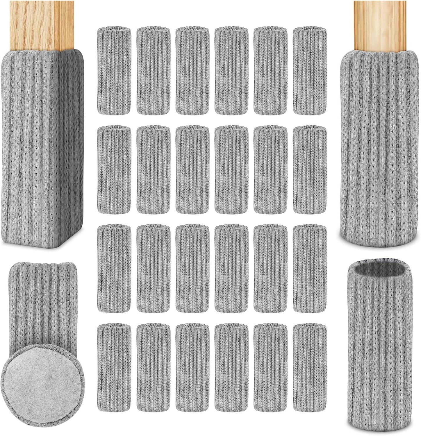 Schutzsocken Für Stuhlbeine, 24er-packung, Antirutschpads Für Möbel, Reduzieren Geräusche Und Kratzer, Grau.
