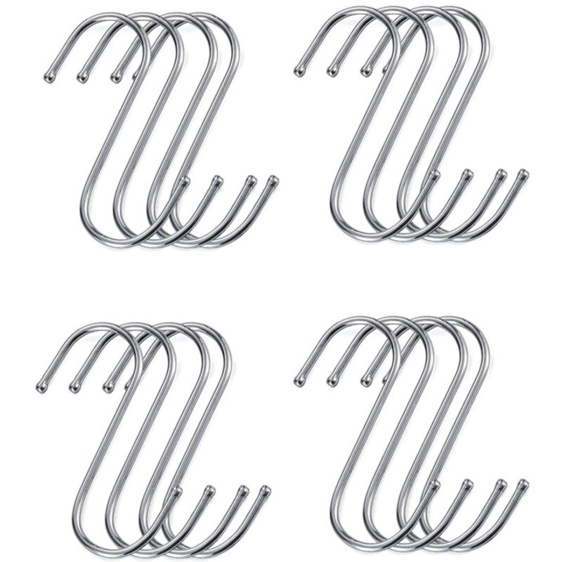 Edelstahl-s-haken Zum Aufhängen Von Tassen, Kleidung, Töpfen Und Pfannen, 16 Stück (silber, Mittel)
