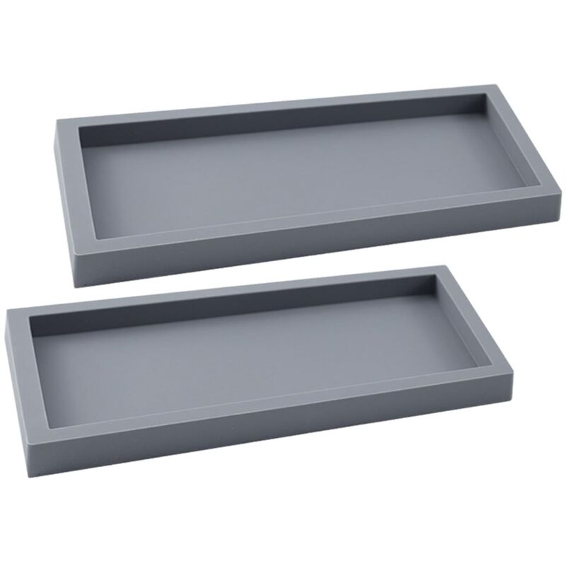 Rechteckiges Dekotablett, Badezimmertablett, Schminktischtablett, 20 X 10 Cm (grau, 2 Stück)