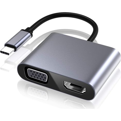 Usb-c-zu-vga-hdmi-adapter, Typ-c-zu-vga-hdmi-4k-uhd-konverteradapter, Kompatibel Mit Macbook Pro/air, Nintendo, Dell, Hp, Samsung S8/s9, Huawei Mate 30 Und Weiteren Laptops