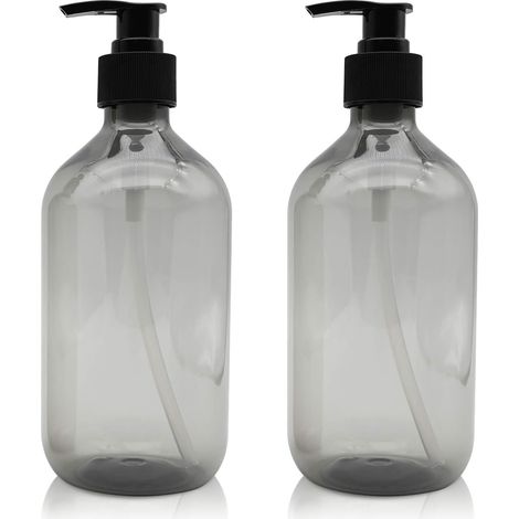 2 Stück 500-ml-seifenspender, Leere Kunststoff-pumpflaschen, Nachfüllbar Für Ätherische Öle, Lotionen, Shampoo, Spülung (grau)