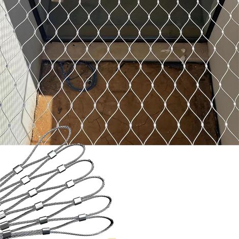 Edelstahlseilnetz, Maschenweite 10/8/5 Cm, Fallschutznetz Für Hunde Und Katzen, Dekorativer Garten- Und Weidezaun. Farbe: 10 Cm, Größe: 1 X 8 M (3,3 X 26,2 Fuß)