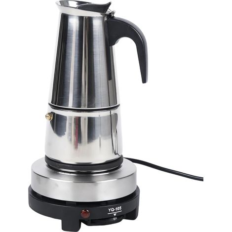 Italienische Kaffeemaschine, 6 Tassen, Espressomaschine Aus Edelstahl, Elektrische Kaffeemaschine Mit Kochfeld, Sichere Espressozubereitung, Silberfarben, 220 V, 300 Ml