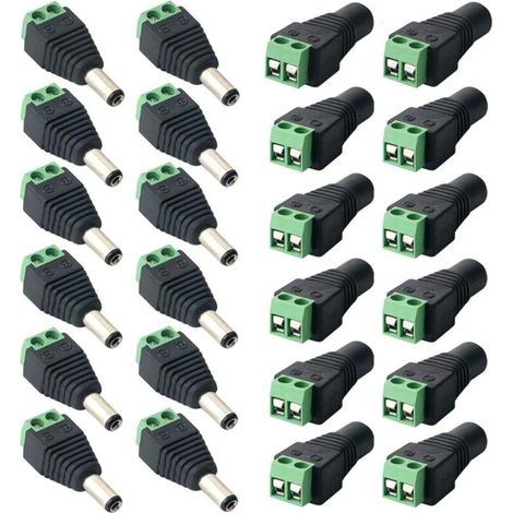 Professionelles 24-teiliges Dc-steckerset, Hohlstecker 12v Dc-stromanschlussadapter, 12 Paare 2-poliger Stecker Und Buchsen, Für Cctv-kamera-led-streifen (5,5 X 2,1 Mm)
