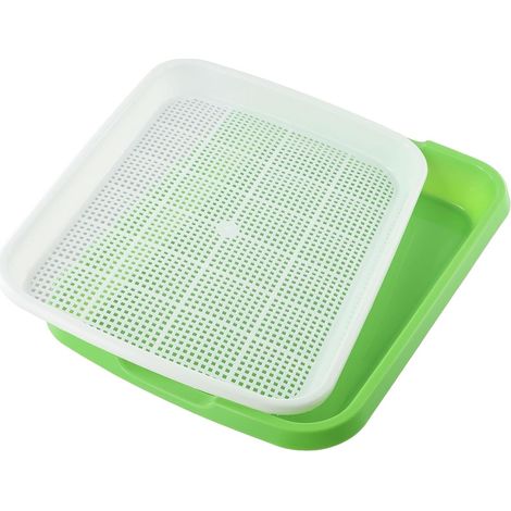 - Anzuchtschale - Hydroponikschale - Doppellagiges System Mit Netz - Für Microgreens Und Indoor-samen - Grün - 33 X 26 X 5 Cm