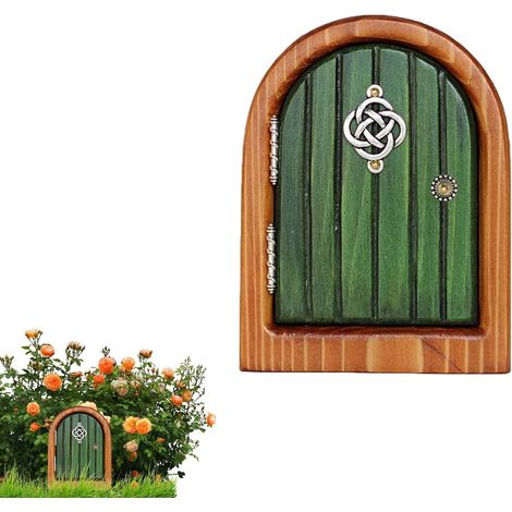 Miniaturtür, Schlichtes Muster, Glattes Holz, Dekoration Für Den Feengarten Im Freien