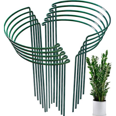 10 - Stützpfahl - Halbrunder Pflanzenstützstab - Schutz Für Empfindliche Stängel Und Vor Wind - Für Den Gemüsegarten Im Innen- Und Außenbereich - Grün - 25 X 40 Cm