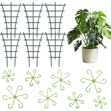 6-teiliges Pflanzenstützsystem – Klettergitter – Stapelbar, Höhenverstellbar – Stütze Für Weinreben, Tomaten, Hortensien – Grün – 40 X 15 Cm
