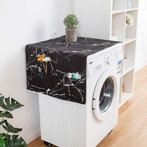 Schwarze Staubschutzhülle Mit Taschen Für Kühlschrank Und Waschmaschine – 50 X 130 Cm (19,6 X 51 Zoll)