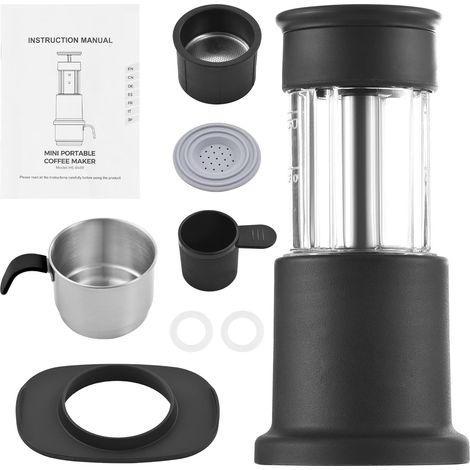 Tragbare 2-in-1-kaffeemaschine Mit Manueller Bedienung Für Unterwegs, Barista-qualität, Überall Einsetzbar, 10-15 Tassen Druckkaffeemaschine Für Zuhause Und Outdoor-aktivitäten, Edelstahlbecher – Idea