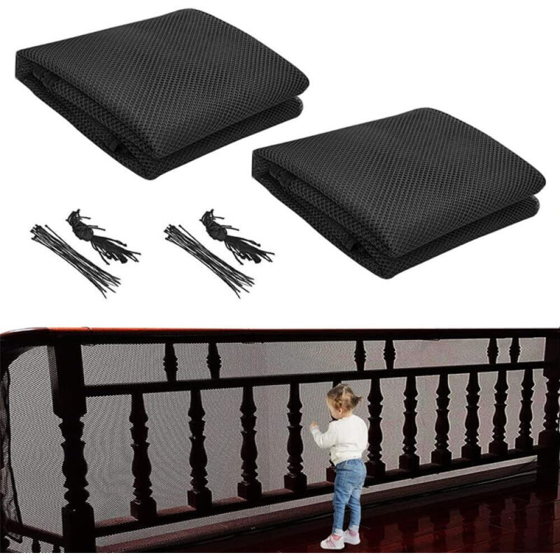 Treppenschutznetz, Balkonschutznetz, Schutznetz – Schwarz – 79 Cm X 3 M – 2 Stück