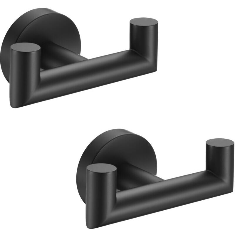 2er-set Doppelhandtuchhaken, Edelstahl Sus304 – Wandmontage – Ideal Für Familien, Badezimmer, Küche, Schwarz