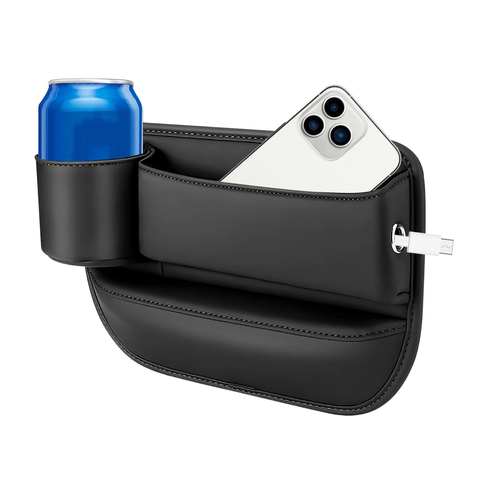 Aufbewahrungsbox Aus Leder Fürs Auto, Schwarzer Autositz-organizer, Seitenorganizer Für Autositze, Zur Aufbewahrung Von Wasserflaschen, Handys Und Laptops