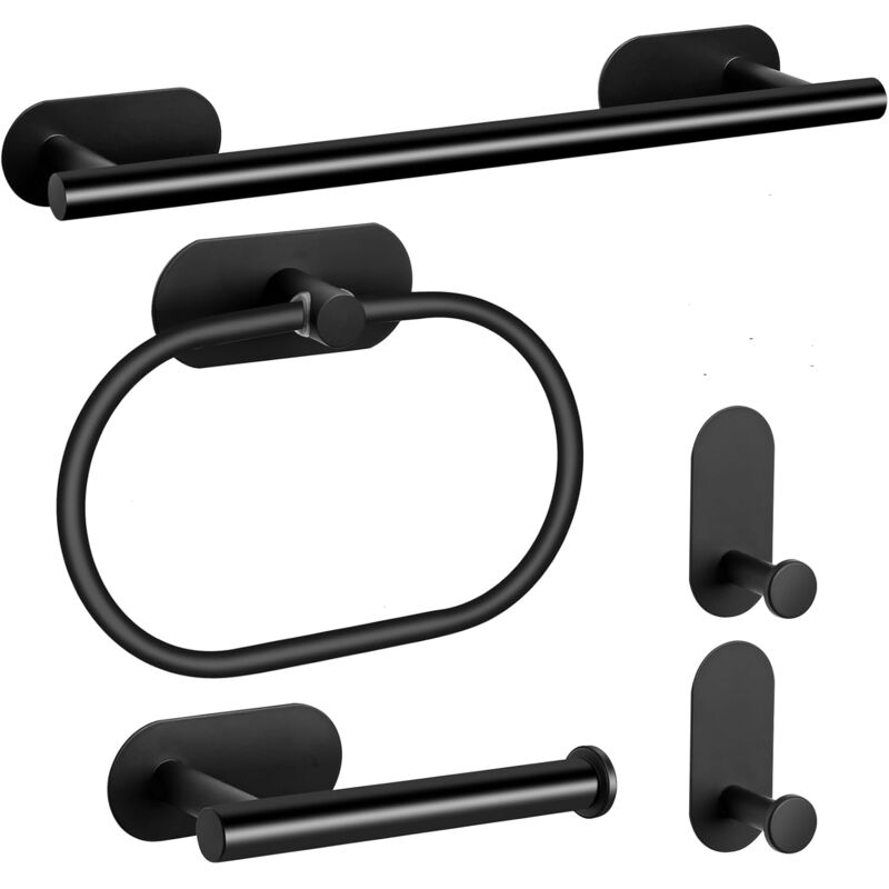 Wandhandtuchhalter Aus Edelstahl, 5-teilig, Für Bad, Schlafzimmer Und Küche – Schwarz