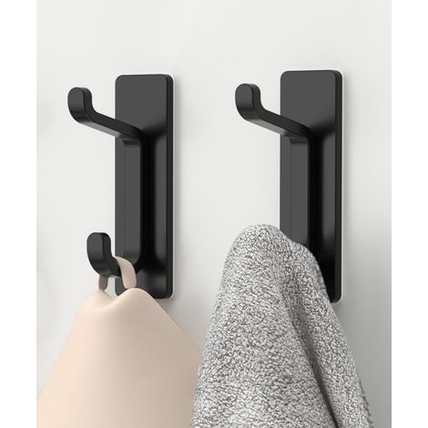 Csparkv 3,5 X 8 Cm, 2er-pack Selbstklebende Wandhaken, Handtuchhalter Für Bad Und Küche, Geschirrtuchhaken, Kleiderhaken, Bohrfreie Wandmontage, Wasserdicht, Rostfrei, Schwarz