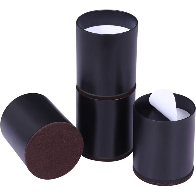 Set Aus 4 Stabilen Bettgestellen Für Sofas Und Tische, 5 Cm Hubhöhe, Bodengleiter Zum Schutz Des Bodens (schwarz, Rund)