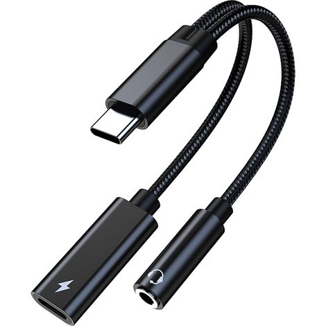 Dieser Usb-c-auf-kopfhöreranschluss-adapter Und Dieser Usb-c-auf-3,5-mm-aux-audio-ladeadapter Werden Mit Einem 60-w-pd-schnellladekabel Geliefert. Sie Eignen Sich Für Kopfhörer Und...