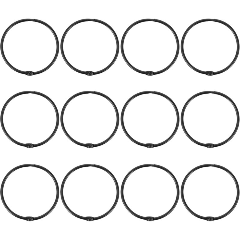 Set Mit 12 Metall-gardinenringen, 50 Mm Innendurchmesser, Geeignet Für Gardinen Und Duschvorhänge, Schwarz