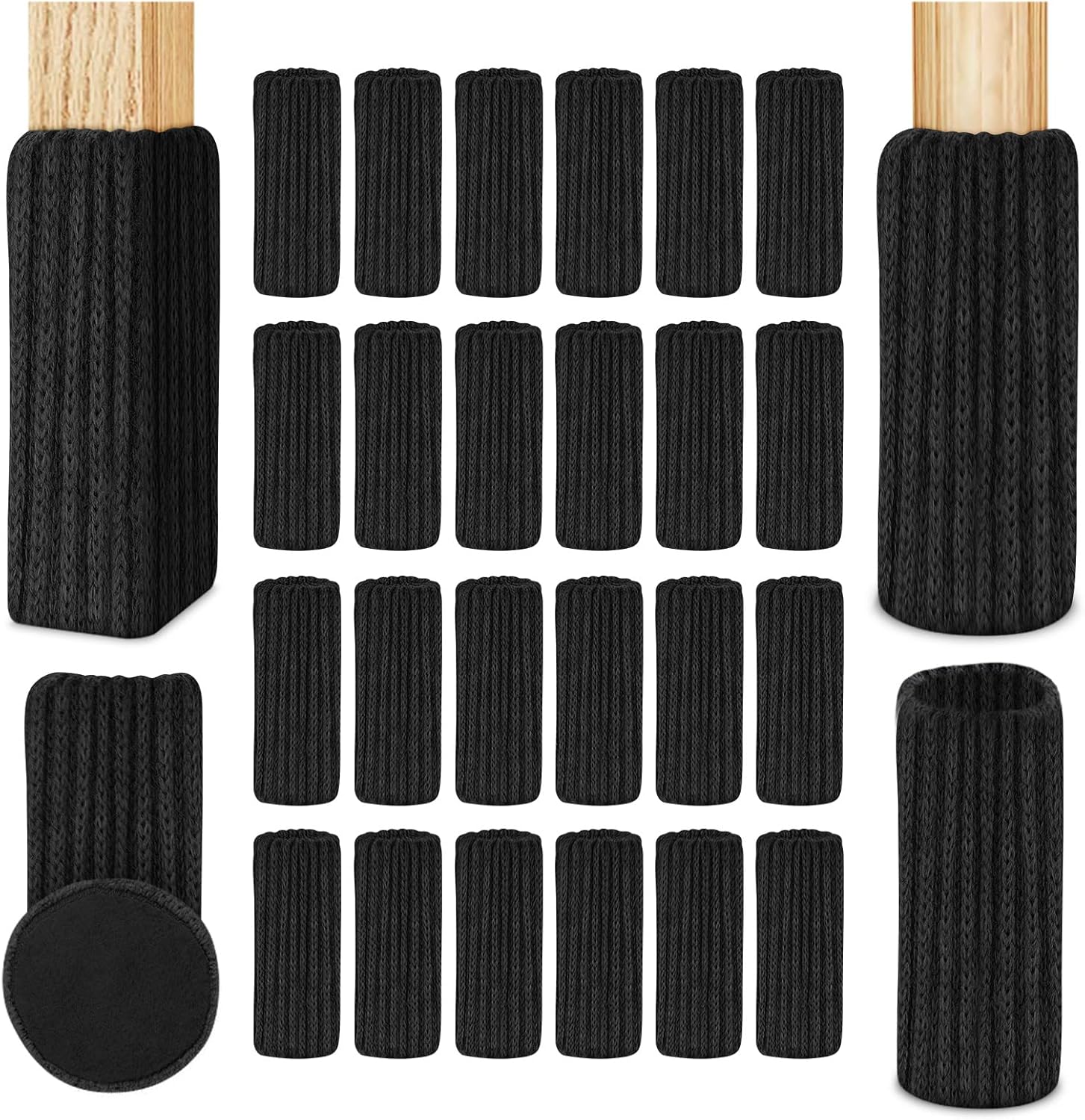 Schutzsocken Für Stuhlbeine, 24er-packung, Antirutschpads Für Möbel, Reduzieren Geräusche Und Kratzer, Schwarz.
