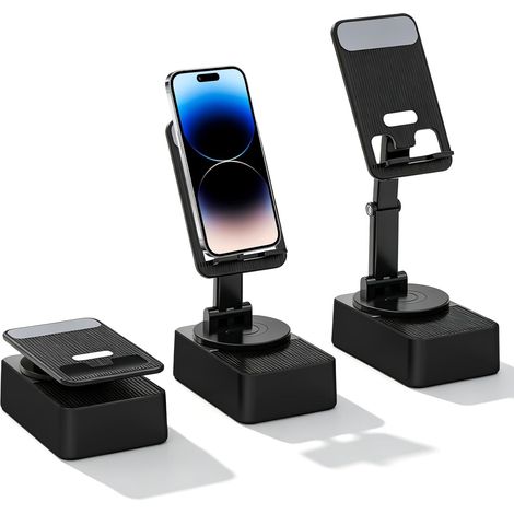 Bluetooth-audio-powerbank-ständer: Bluetooth-lautsprecher Mit Faltbarer Handyhalterung, Rgb-umgebungslicht, Rutschfester Unterseite Und Audio-handyhalterung (schwarz)