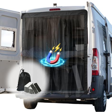 Magnetisches Moskitonetz Für Vans: 150 X 110 Cm Auto-moskitonetz, Umbaubares Van-moskitonetz Mit Magnetischer Seitenwand, Sonnenschutz, Campingausflüge (schwarz)