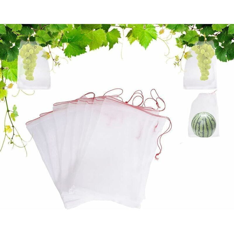 Xvx 100er-pack Insektennetze, Nylon-gartenschutznetz, Wiederverwendbare Obst- Und Pflanzenschutzbeutel, Vogelsichere Traubenbeutel Mit Kordelzug, 15 X 10 Cm