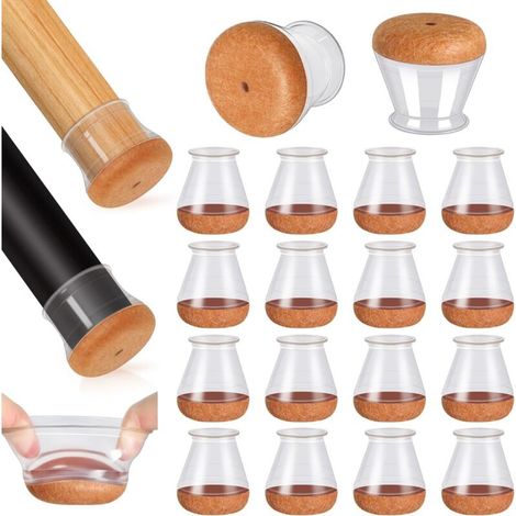 16 Stuhlschutzbezüge, Verdickte Runde Stuhlkissen, Stuhlbeinschoner Für Holzfußbodenmöbel (transparentes Modell)