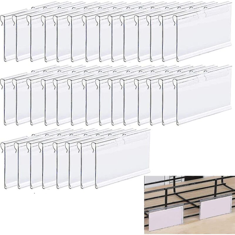 Crea 36er-pack Hochwertige, Transparente Pvc-etikettenhalter, Preisschildhalter Aus Kunststoff, Regaletikettenhalter, Etikettenhalter Für Metallregale