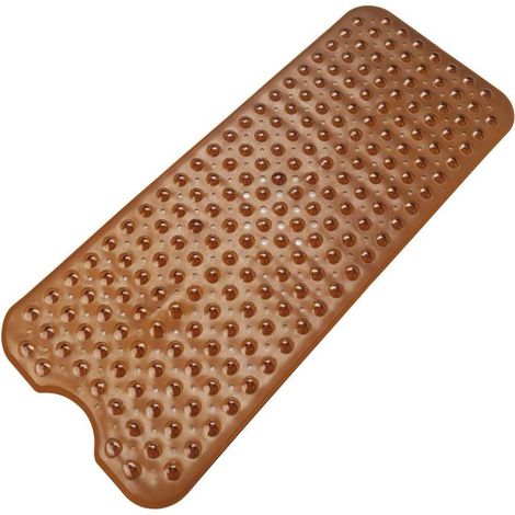Rutschfeste Badematte 40 X 100 Cm – Pvc-saugnäpfe – Transparente, Braune, Ovale Form – Duschmatte Mit Sturzschutz