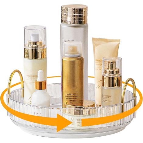 Make-up-organizer – Kosmetikaufbewahrung – 360° Drehbar – Halter Für Parfüm Und Hautpflegeprodukte – Für Badezimmer Und Büro – Transparent – 25 X 25 X 30 Cm
