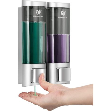 Seifenspender – Doppelbehälter – Wandmontage Ohne Bohren – Für Duschgel Und Shampoo – Für Den Privaten Und Gewerblichen Gebrauch – Transparent – 200 Ml