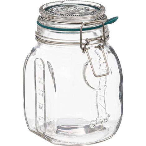 Glasgefäß – Lebensmittelbehälter – Aufbewahrung Von Trockenen Und Flüssigen Lebensmitteln – Küche Und Vorratskammer – Transparent – 12,5 X 9,7 X 15,3 Cm