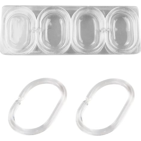 12 Duschvorhangringe – Kunststoffhaken – Leichtgängiges Gleitsystem – Feuchtigkeitsbeständig – Transparent – 5,6 X 3,9 Cm