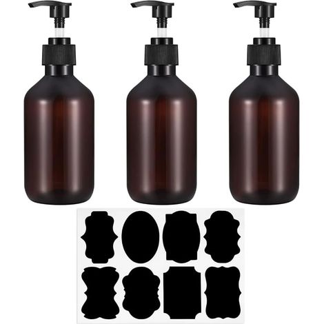3-teiliges Pumpspender-set – 300-ml-leerflaschen – Für Flüssigseife, Lotion, Shampoo – Für Bad, Küche, Reisen – Transparent – 300 Ml