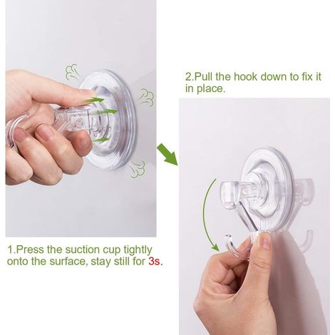 2er-set Saugnapfhaken – Wandaccessoire – Handtuch-, Mantel- Und Geschirrtuchaufhänger – Küche, Bad, Büro – Transparent – 70 Mm