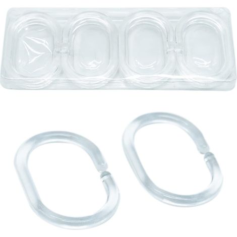 12 Duschvorhangringe – Duschhaken – Transparenter Kunststoff Für 2–4 Cm Stangen – Badezimmer – 5,6 X 3,9 Cm