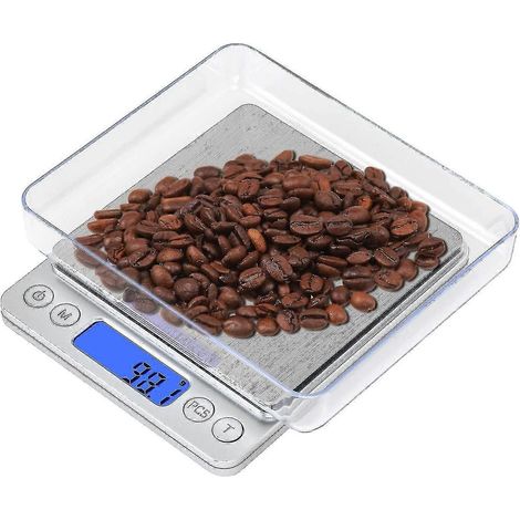 Lebensmittelwaage, Digitale Küchenwaage (gramm Und Unzen), 2 Plattformen, Lcd-bildschirm, Automatische Abschaltung, Tara-funktion, Edelstahl (3000 G / 0,1 G)